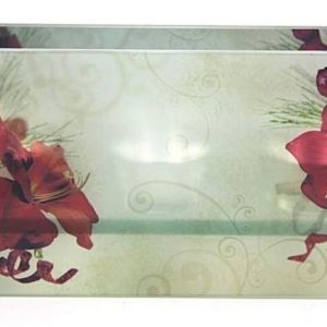 Candle Holder Frosted Glass Panel 3 T-Light Pointsettia Free Soy Tealight 