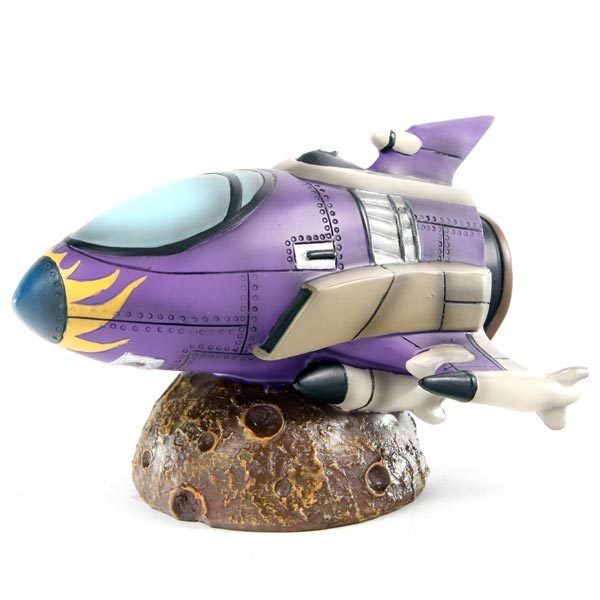 Retro Rocket Money Box Purple Spaceship Piggy Bank 