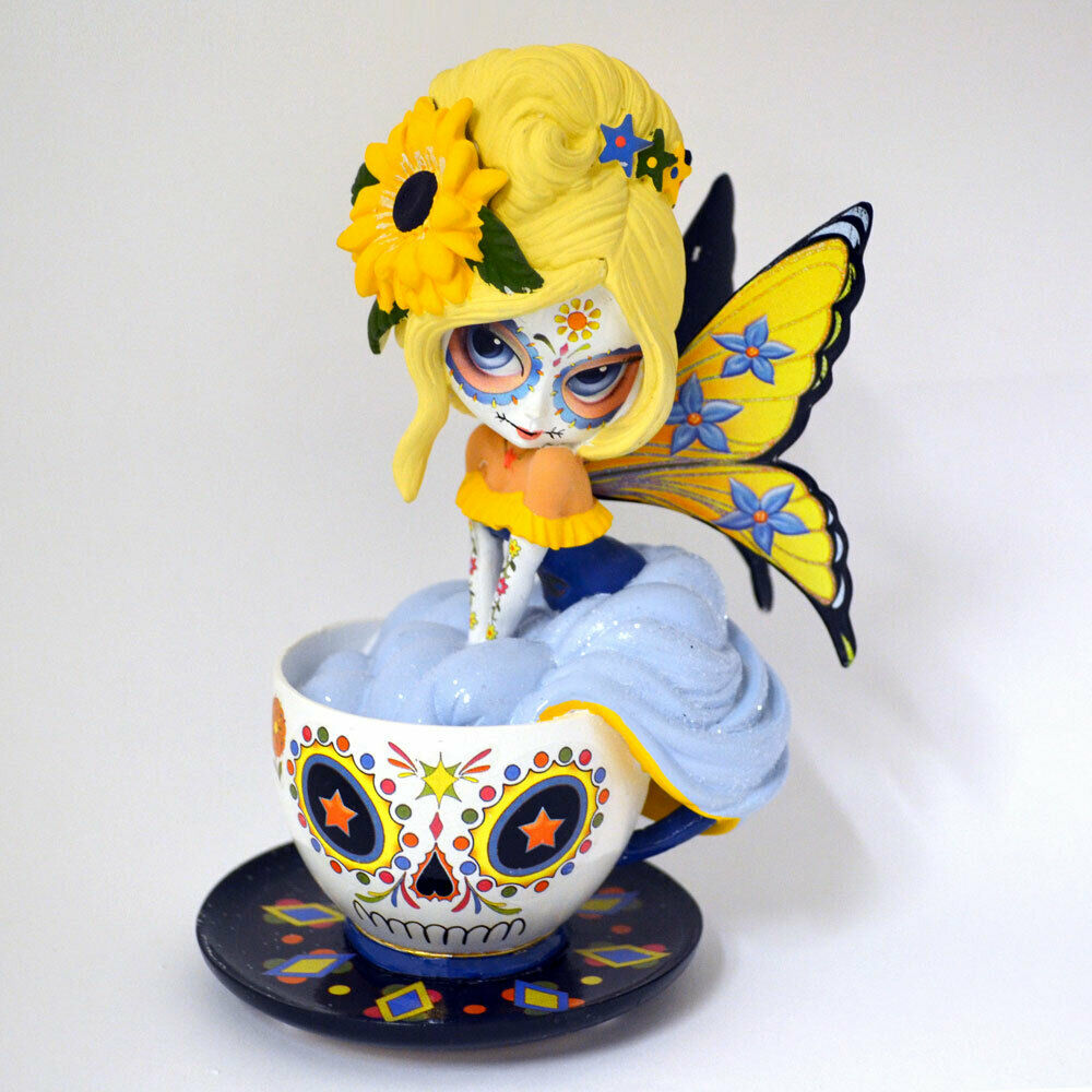 Sweet Jasmine Sugar Skull Fairy in Tea Cup Figurine Jasmine Becket-Griffith 
