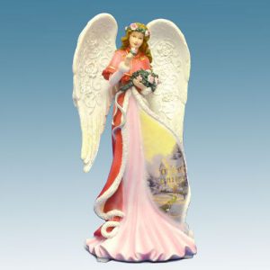 Heavenly Whisper of Faith Ovarian Cancer Angel Figurine Bradford  Thomas Kinkade