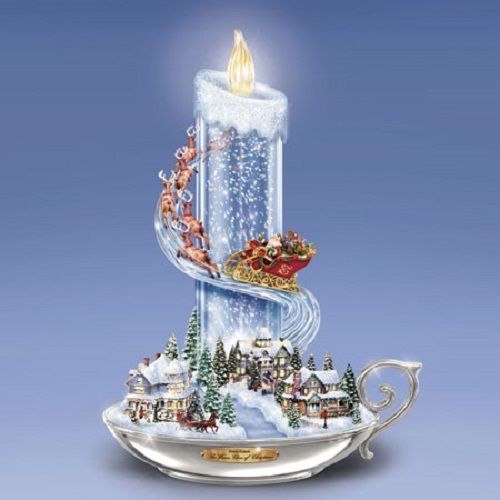Bradford Exchange Thomas Kinkade WARM GLOW OF CHRISTMAS Illuminated Candle Deal
